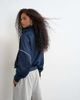 Topshop Topshop sports high neck piped jacket in navy - 4
