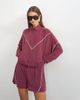 Topshop Topshop sporty piping half zip top in burgundy - part of a set-Red - 1
