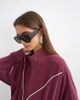 Topshop Topshop sporty piping half zip top in burgundy - part of a set-Red - 3