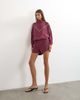 Topshop Topshop sporty piping half zip top in burgundy - part of a set-Red - 4