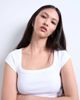 Topshop Topshop square neck rib knit cap sleeve tee in white - 1