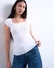 Topshop Topshop square neck rib knit cap sleeve tee in white - 3