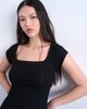 Topshop Topshop square neck ribbed cap sleeve tee in black - 1