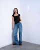 Topshop Topshop square neck ribbed cap sleeve tee in black - 3