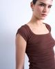 Topshop Topshop square neck ribbed cap sleeve tee in brown - 2