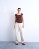 Topshop Topshop square neck ribbed cap sleeve tee in brown - 3