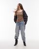 Topshop Topshop square neck ribbed cap sleeve tee in fudge brown - 2