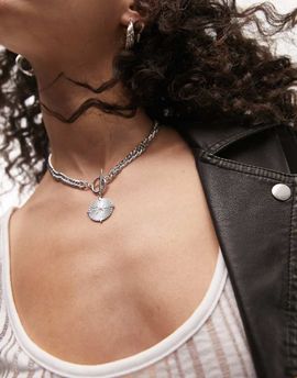 Topshop Topshop stainless silver coin t bar necklace