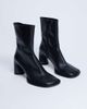 Topshop Topshop Star Premium leather round toe block heel boots in black - 4