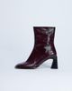 Topshop Topshop Star Premium leather round toe block heel boots in burgundy-Red - 1