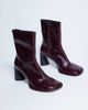 Topshop Topshop Star Premium leather round toe block heel boots in burgundy-Red - 4