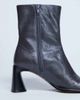 Topshop Topshop Star Premium leather round toe block heel boots in gray - 2