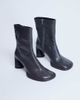 Topshop Topshop Star Premium leather round toe block heel boots in gray - 4