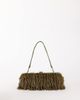 Topshop Topshop Steele small faux feather shoulder bag in khaki-Green - 1