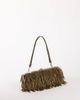 Topshop Topshop Steele small faux feather shoulder bag in khaki-Green - 2