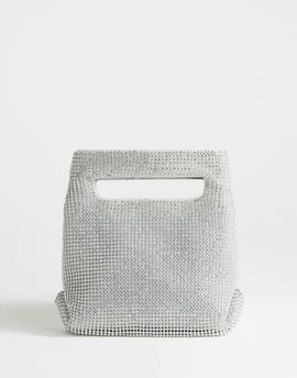 Topshop Topshop Stella diamante small grab bag in silver