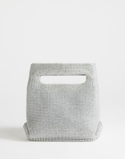 Topshop Topshop Stella diamante small grab bag in silver
