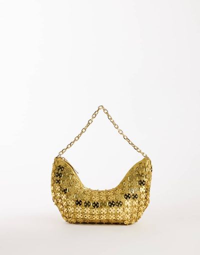 Topshop Topshop Stellan sequin medium scoop shoulder bag in gold