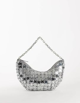 Topshop Topshop Stellan sequin medium scoop shoulder bag in silver