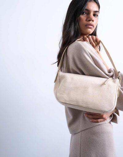 Topshop Topshop Stina real leather shoulder bag in off-white pony