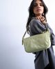 Topshop Topshop Stina small hair-on real leather shoulder bag in green - 1
