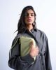 Topshop Topshop Stina small hair-on real leather shoulder bag in green - 4
