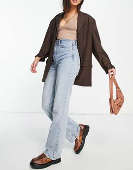 Topshop Topshop straight Kort jeans in bleach-Blues