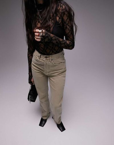 Topshop Topshop straight Kort jeans in sand-Neutral