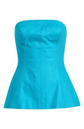 Topshop Topshop Strapless Linen Blend Peplum Top