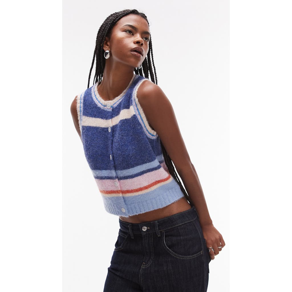 Topshop Topshop Stripe Button-Up Sweater Vest