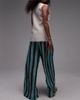 Topshop Topshop stripe crinkle wide leg pants in blue and brown-Multi - 2