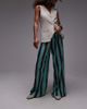 Topshop Topshop stripe crinkle wide leg pants in blue and brown-Multi - 3