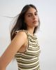 Topshop Topshop stripe fold over tie shoulder tank in green - 2