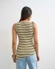 Topshop Topshop stripe fold over tie shoulder tank in green - 4