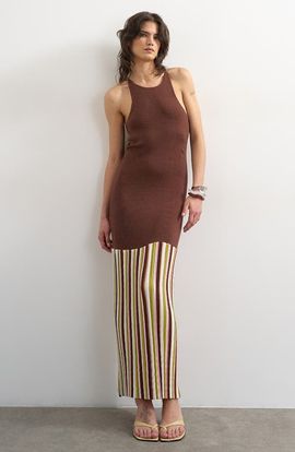 Topshop Topshop Stripe Hem Knit Halter Maxi Dress