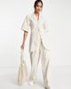 Topshop Topshop stripe linen-blend tie waist pants in beige - part of a set-Neutral - 4