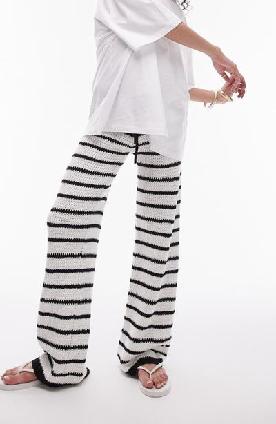 Topshop Topshop Stripe Open Stitch Knit Drawstring Pants