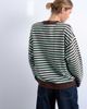 Topshop Topshop stripe oversized deep cuff sweat in mint and chocolate-Multi - 4