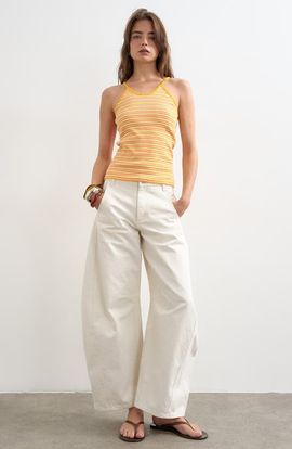 Topshop Topshop Stripe Rib Knit Stretch Cotton Tank