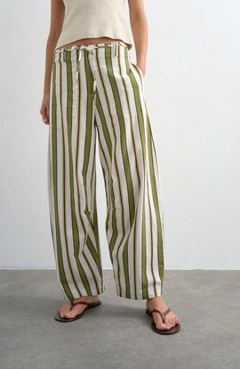 Topshop Topshop Stripe Wide Leg Linen & Cotton Pants