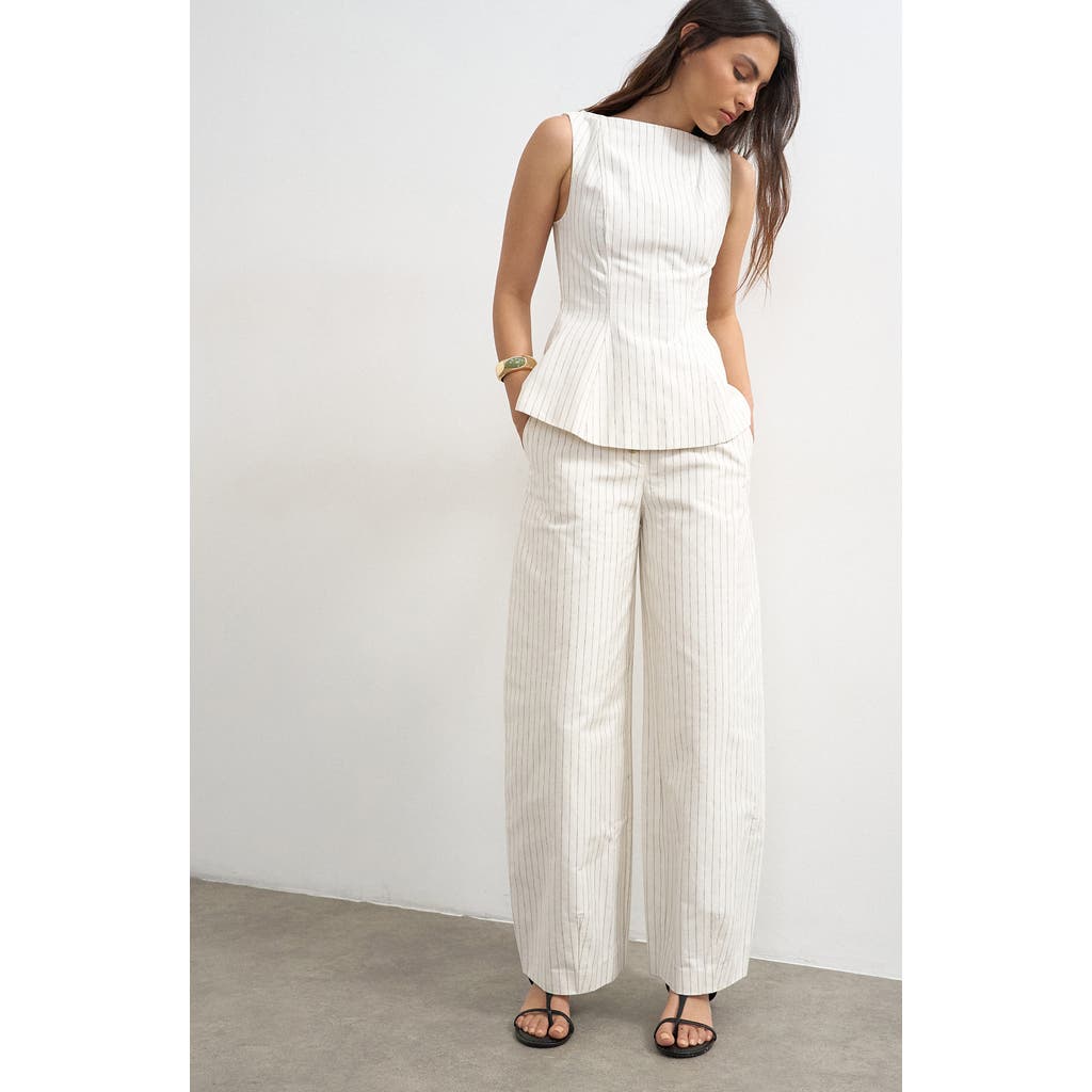 Topshop Topshop Striped Barrel Leg Pants