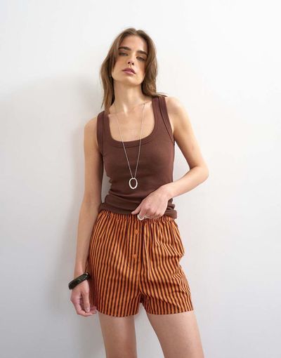 Topshop Topshop striped boxer shorts in orange-Multi