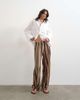 Topshop Topshop striped crinkle tie waist wide leg pants in pink - 1