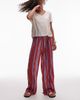 Topshop Topshop striped crinkle wide leg pants in red and lilac-Multi - 3
