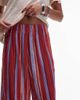 Topshop Topshop striped crinkle wide leg pants in red and lilac-Multi - 4