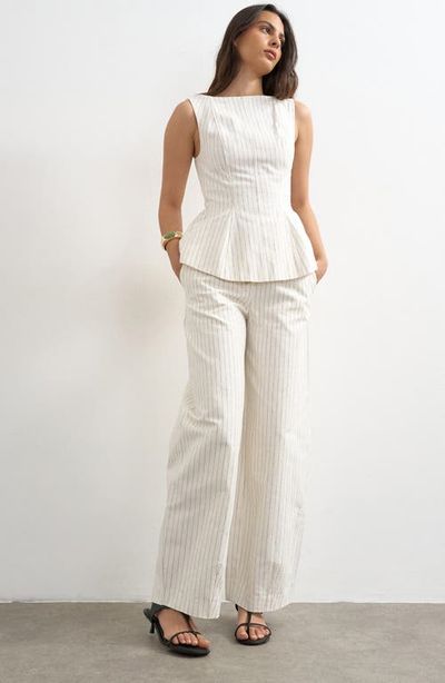 Topshop Topshop Striped High Neck Peplum Top