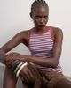 Topshop Topshop striped rib knit racer back tank top in brown - 1