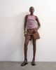 Topshop Topshop striped rib knit racer back tank top in brown - 3