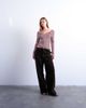 Topshop Topshop striped v-neck top in pink and burgundy - 2