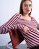 Topshop Topshop striped v-neck top in pink and burgundy - 3
